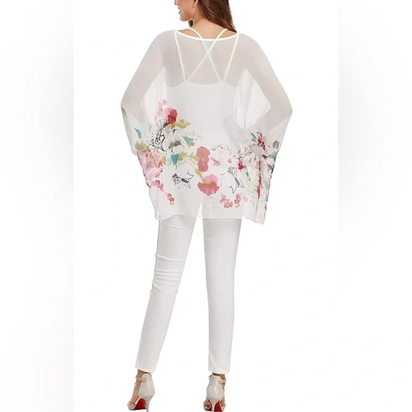 Women's Half Sleeve Blouse Dolman Chiffon Tops Oversized - Picture 2 of 9